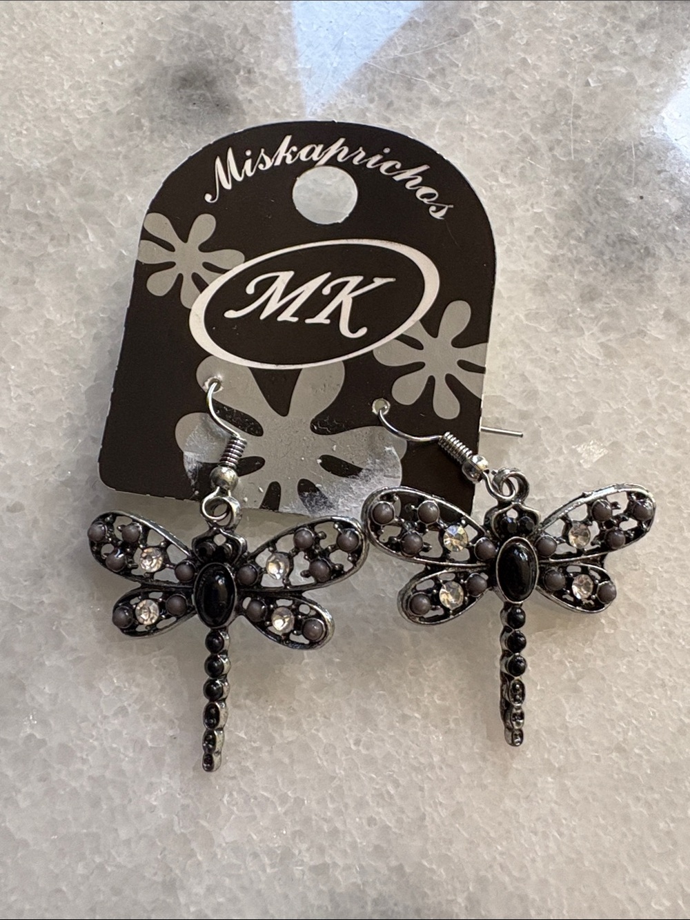 MK Miskaprichos Dragonfly Dangle Earrings - Black